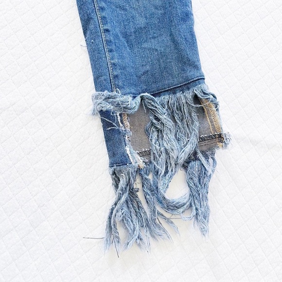 Flying Monkey Distressed Assymetric Hem Dk Wash Denim Jeans SZ25 - Picture 3 of 8